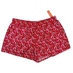 Colsie Women’s Christmas Print Pajama Boxer Shorts Red Pink Size L